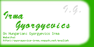 irma gyorgyevics business card